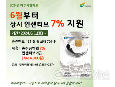 [크기변환]01-여주시, 6월부터 ‘여주사랑카드’ 상시 인센티브 7%로 상향 지원.png