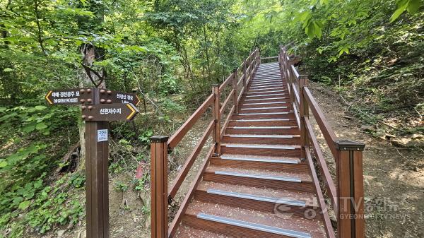 [크기변환]2-2. 용인특례시는 처인구 포곡읍 신원 저수지에서 시작하는 선장산 숲길 0.5km 구간 숲길을 신설했다..jpg