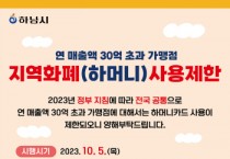 [경기티비종합뉴스] 하남시, 연매출 30억 초과 가맹점 '하머니' 사용 제한